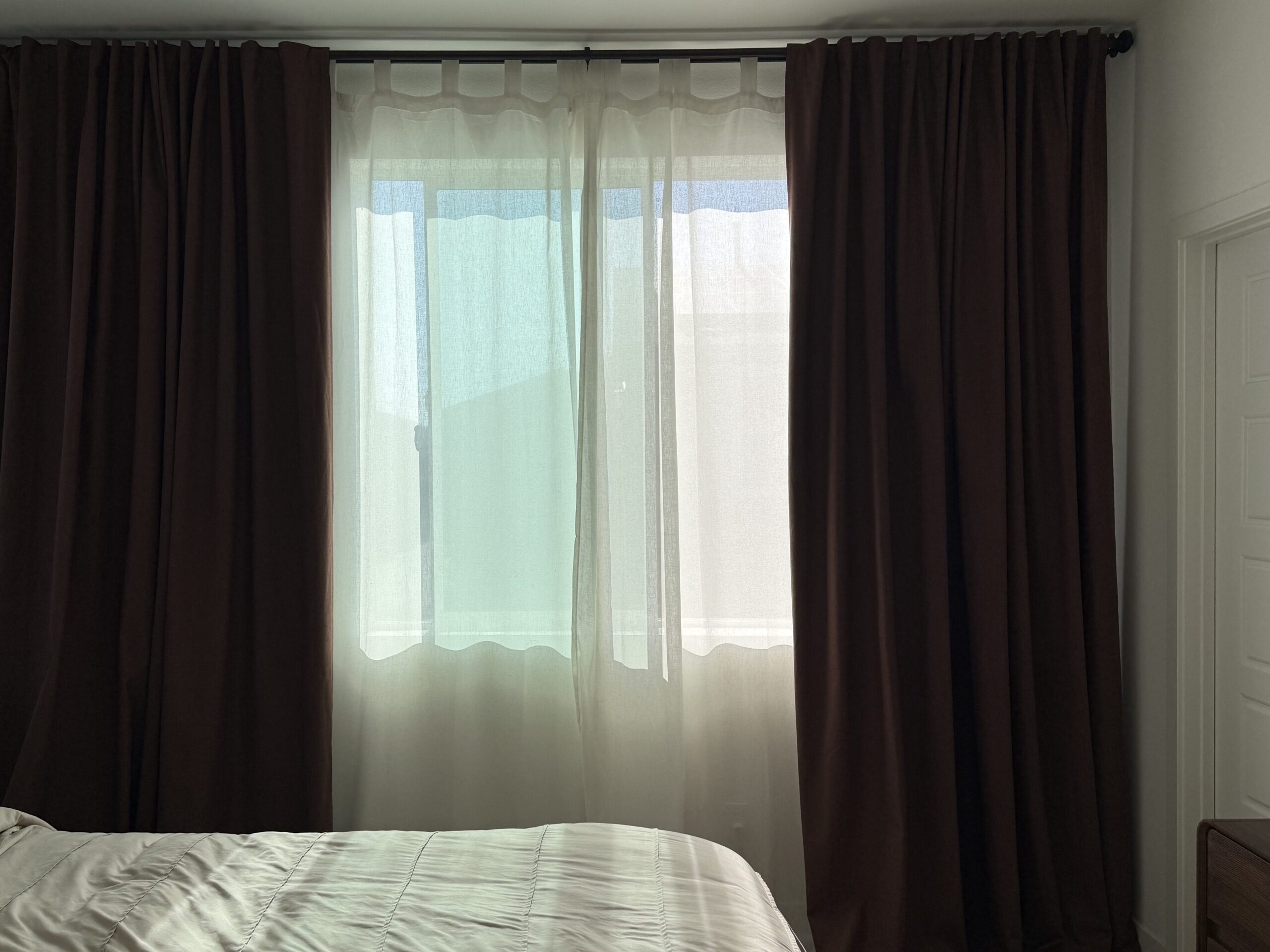 double rod curtains bedroom hotel aesthetic