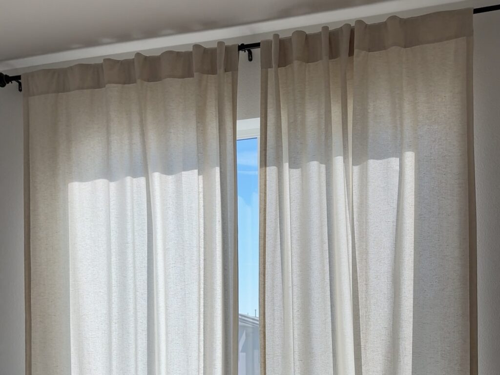 single rod semi sheer curtains before upgrade