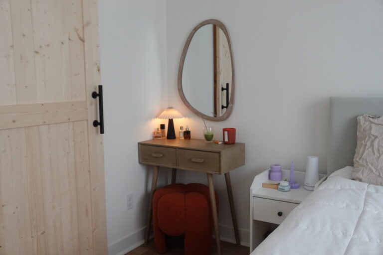 small space makeup vanity nook styled bedroom corner decor