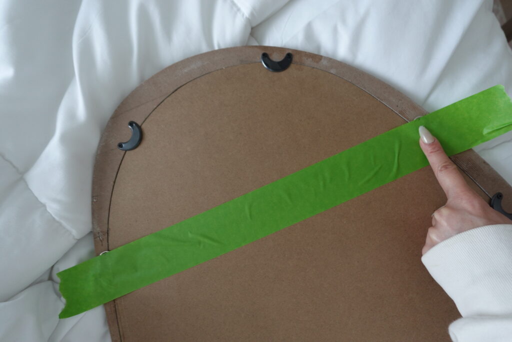 painter tape method for hanging mirror straight on wall