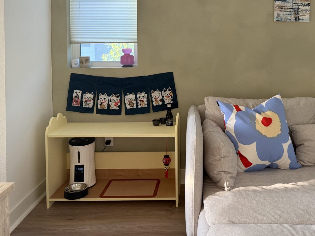 izakaya themed DIY cat feeding station
