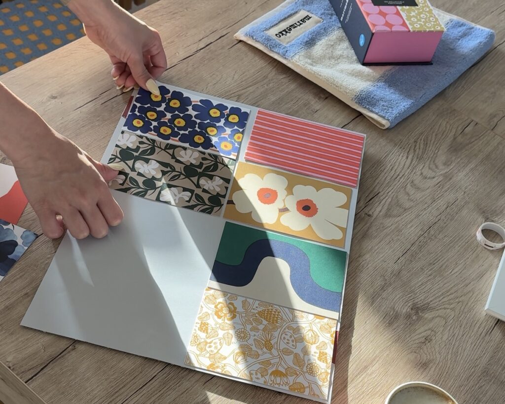 Marimekko postcard collage in the making