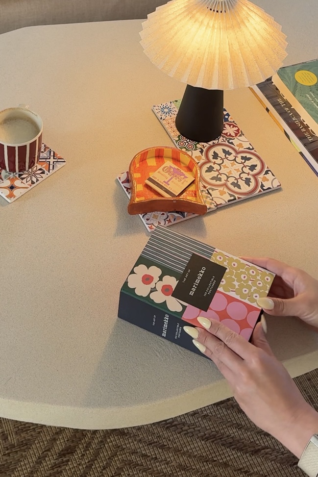 Marimekko postcard book on coffee table