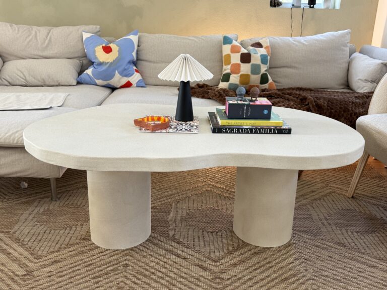 faux stone spray paint coffee table styled living room