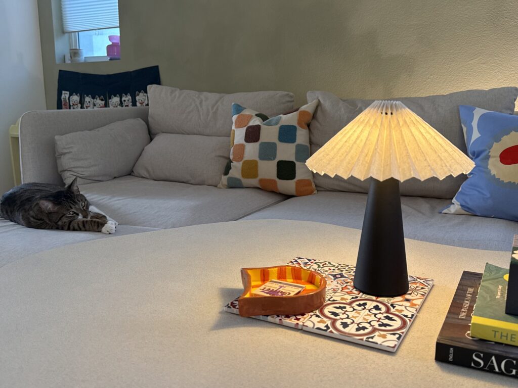 cordless Nordic table lamp as travel souvenir coffee table decor